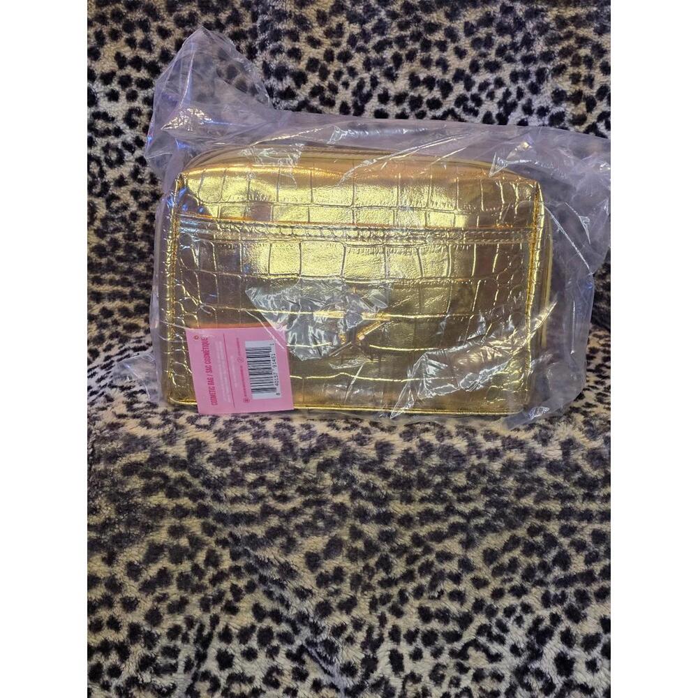 Jeffree Star Gold Crocodile cosmetic bag